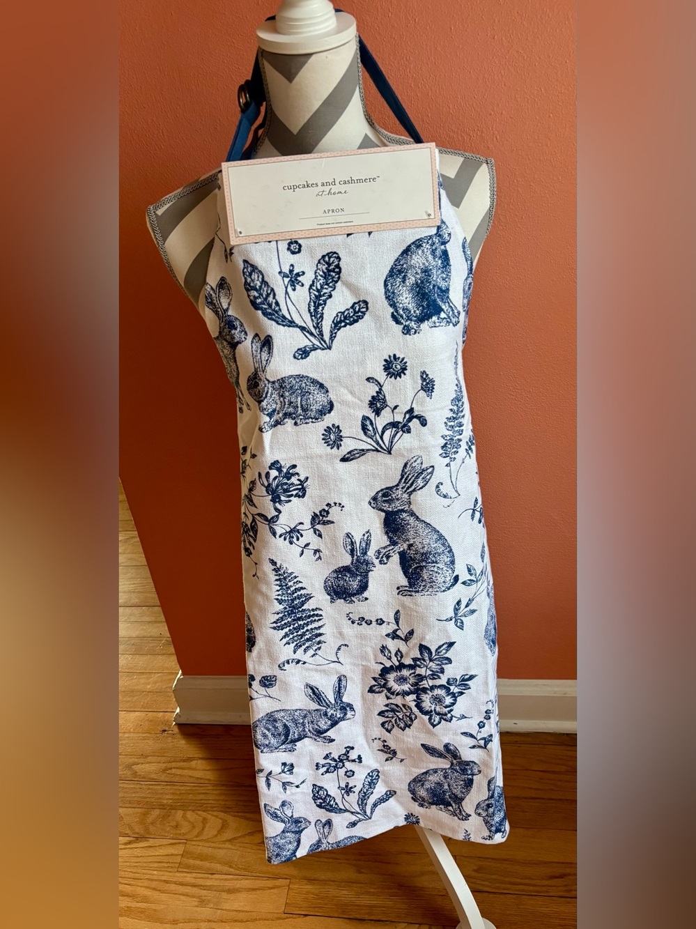 cupcakes & cashmere White Dress with Navy Rabbit Print